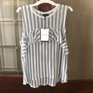 Women’s white/black striped sleeveless tank